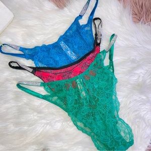 VS Shine Strap Brazilian Panty Bundle XL NWT